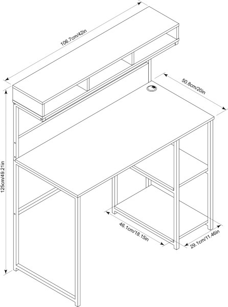 Bureau d'ordinateur/de bureau Daylicrew avec étagère