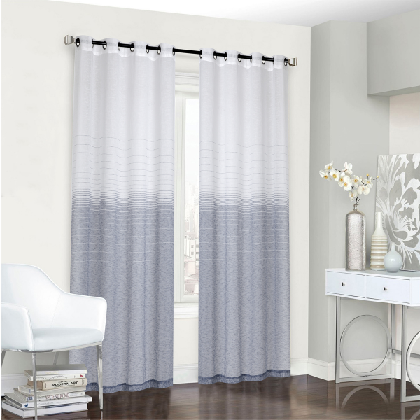 Grommet Panel 2pk 52x84 Zurich Blue Ombre Stripe