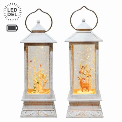 2 Asst 10.75 "Lanterne En Bois Led B / O
