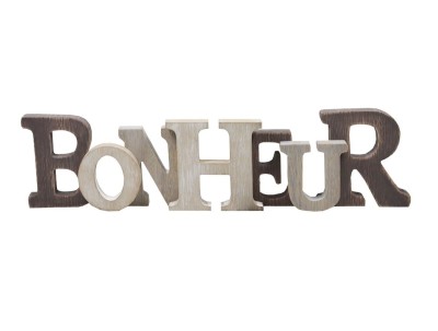Wood Plaque Bonheur  