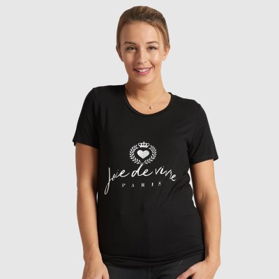 Black Graphic Letter T-Shirt - Joie de vivre