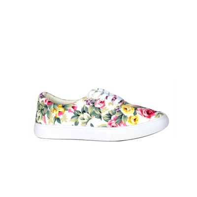 Chaussures en toile - Blanc avec imprimé floral