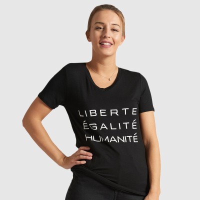 Black Graphic Letter T-Shirt - LIBERTÉ, ÉGALITÉ, HUMANITÉ