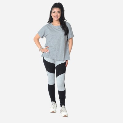 Legging Bicolore Avec Fermeture Éclair Dorée