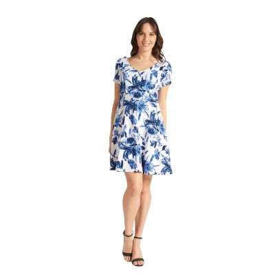Robe de printemps à col en V fleuri