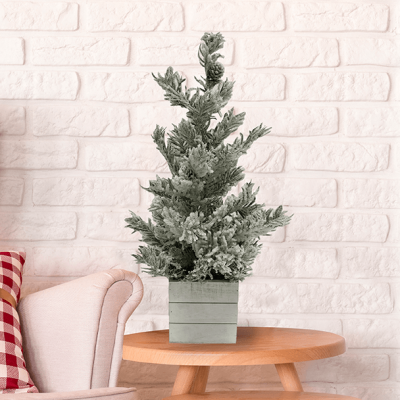 Mini arbre de Noël avec boîte blanche en bois