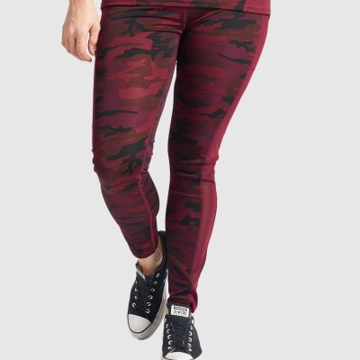 ​Legging taille plus bourgogne motif camo