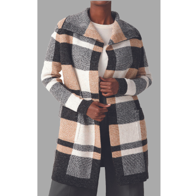 Cardigan à carreaux marron 
