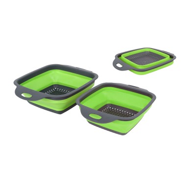 Ensemble de 2 passoires à panier pliable - Passoires carrées pliables