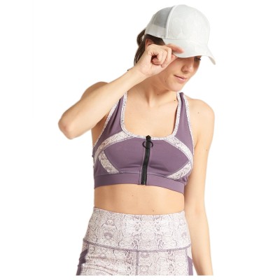 Soutien-gorge de sport d'entraînement avec zip - Violet foncé avec imprimé serpent