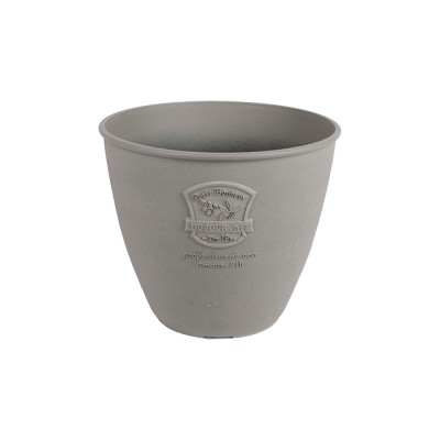 Planter 10.4in Round Antique Style Plastique White Taupe