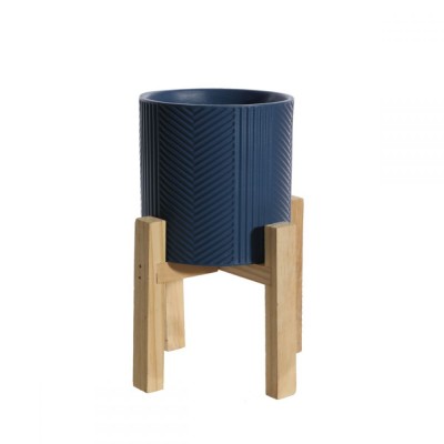 Porcelain Pot with Wood Base