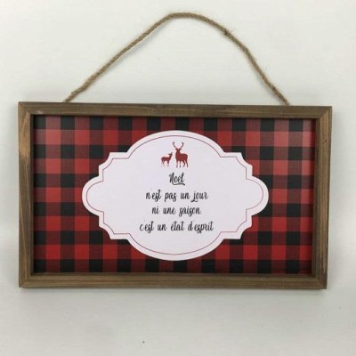 Art mural Plaid à motif de cerf Noel Text