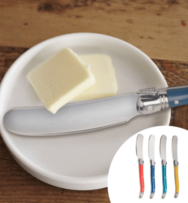 Couteaux à beurre Laguiole | Manche multicolore | Ensemble de 4