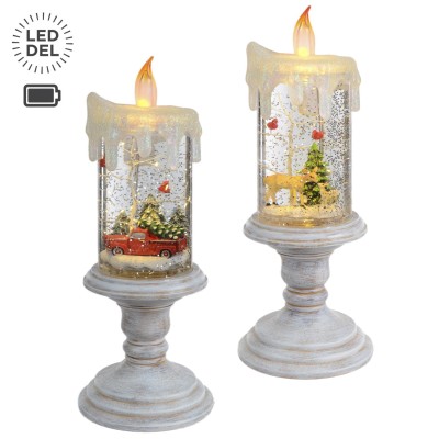 Bougie de Noël à DEL remplie d'eau avec paillettes 10'' | assorties