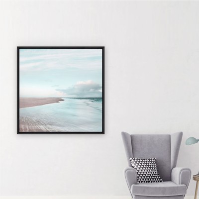 Canvas Framed Cloudy Beach