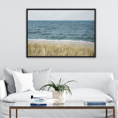Canvas Framed Grass Sea Beach