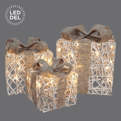 Boîte cadeau de 7/9 / 11,5 "S / 3 à led en métal, B / O