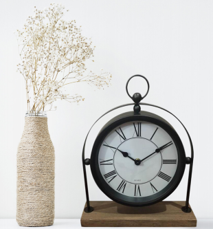 Table Clock Roman Numerals Black  27*7*31Horloge de table chiffres romains noir 27 * 7 * 31