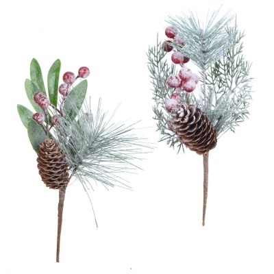 2 piqûres de pin 10 po, baies et pommes de pin