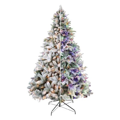 2.13m Prelit Flocked Pe/pvc  Sapin de Noël 350l 5mm Led Dual Col