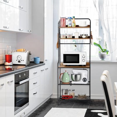 Bakers Metal Rack With Wood Shelves