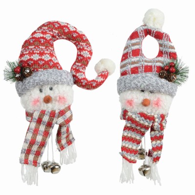 2 têtes de bonhomme de neige suspendues en tissu de 16 po