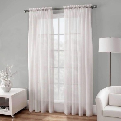 Basic Elegance - Panneau en voile semi-transparent avec pochette à baguette - 138 x 244 cm / Blanc