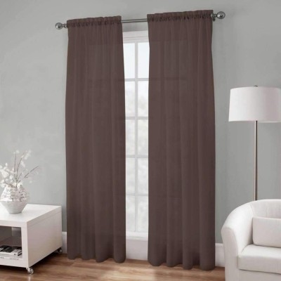  Basic Elegance - Panneau de voilage semi-transparent à poche latérale - 138 x 244 cm / brun