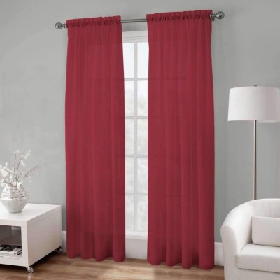 Basic Elegance - Panneau de voilage semi-transparent avec pochette à tige - 138 x 244 cm / rouge