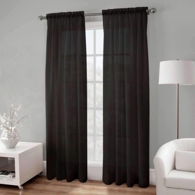 Basic Elegance - Panneau de voilage semi-transparent avec pochette à tringle - 138 x 244 cm / Noir