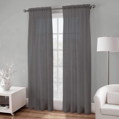 Basic Elegance - Panneau de voilage semi-transparent à pochettes - 138 x 244 cm / Gris foncé