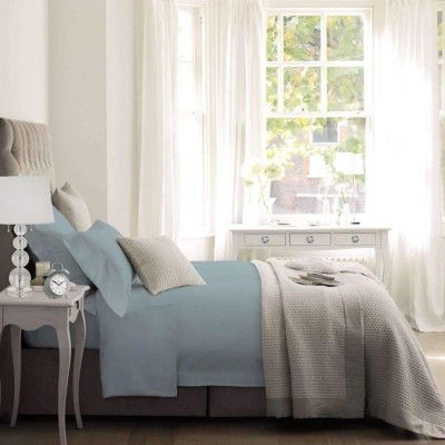 Blanc De Blanc - Ensemble de draps riches en coton T1500, bleu clair, roi