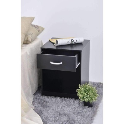 Studio 707 - Table de chevet avec tiroir et rangement, noir