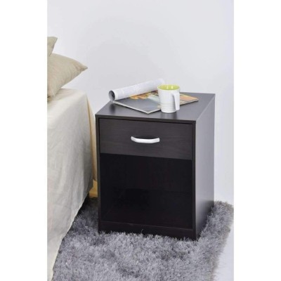 Studio 707 - Table de chevet avec tiroir et rangement, espresso