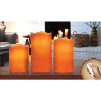 Ensemble de bougies oranges à DEL sans flamme avec télécommande | 3 pièces