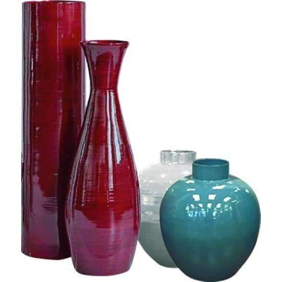 Vase Short Bamboo Couleurs Assorties 9x10.5 Pouces