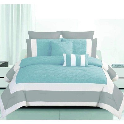Couette Ensemble Full Mina 7pc Gris / Bleu Microfibre
