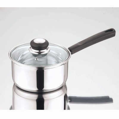 Casserole en acier inoxydable avec couvercle en verre - 18 cm
