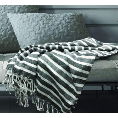 JETONS DE COTON GRIS ET RAYURES NOIRES 48X58IN GRIS