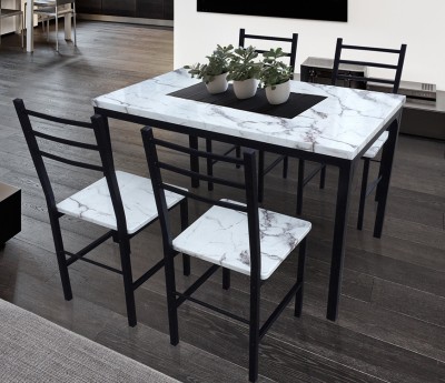 5-Piece Dining Set with Faux Marble Top