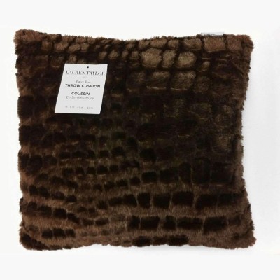 Lauren Tyalor - Coussin carré en fausse fourrure, brun