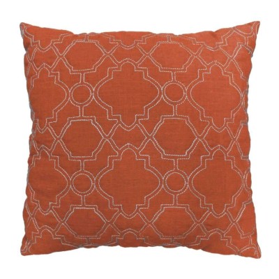 Coussin en lin matelassé géométrique Layla - Orange