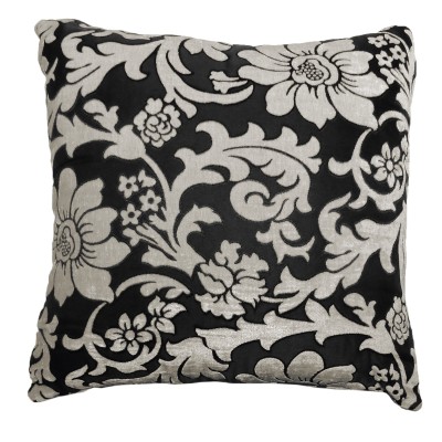 Coussin Floral - Noir / Blanc