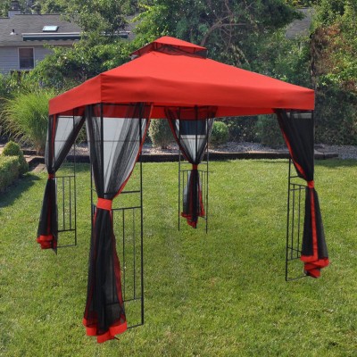 Gazebo en acier avec moustiquaire - 10' x 10' - Rouge