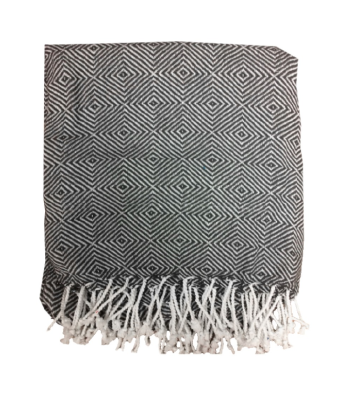Throw 50x60 Chloe Diamond Cotton Blk/wht