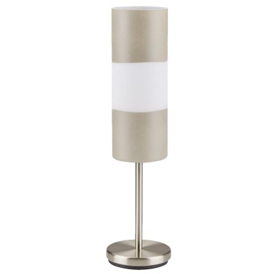 Lampe de table en nickel avec abat-jour beige et blanc
