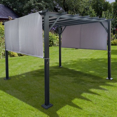 Pergola sur châssis en aluminium et auvent gris à 2 côtés