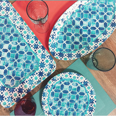 Assiettes rondes martelées en mélamine - Lot de 4