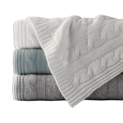 Cable Knit Throw in Pastel Colors